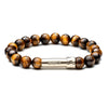 Tigers eye wish beaded bracelet with silver tube clasp to put your wish inside