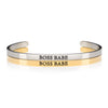 Boss Babe Silver and gold stainless steel adjustable womens inspirational message cuff bracelets 