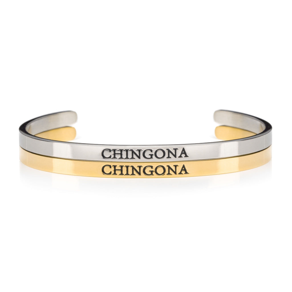 Empowering Gold and silver CHINGONA cuff bracelets 