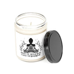 Glass jar candle with black tin lid. Candle says INHALE THE GOOD SHIT EXHALE THE BULLSHIT 