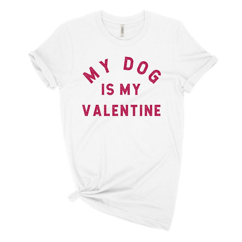 White -t-shirt with distressed red MY DOG IS MY VALENTINE 