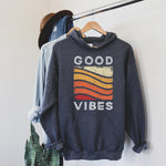 Dark heather gray good vibes rainbow hoodie