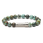 African Turquoise gemstone bracelet with silver secret clasp for a hidden paper message to go inside