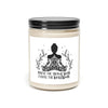Funny yoga candle with boho meditating woman silhouette. Candle reads "Inhale the good shit and exhale the bullshit"
