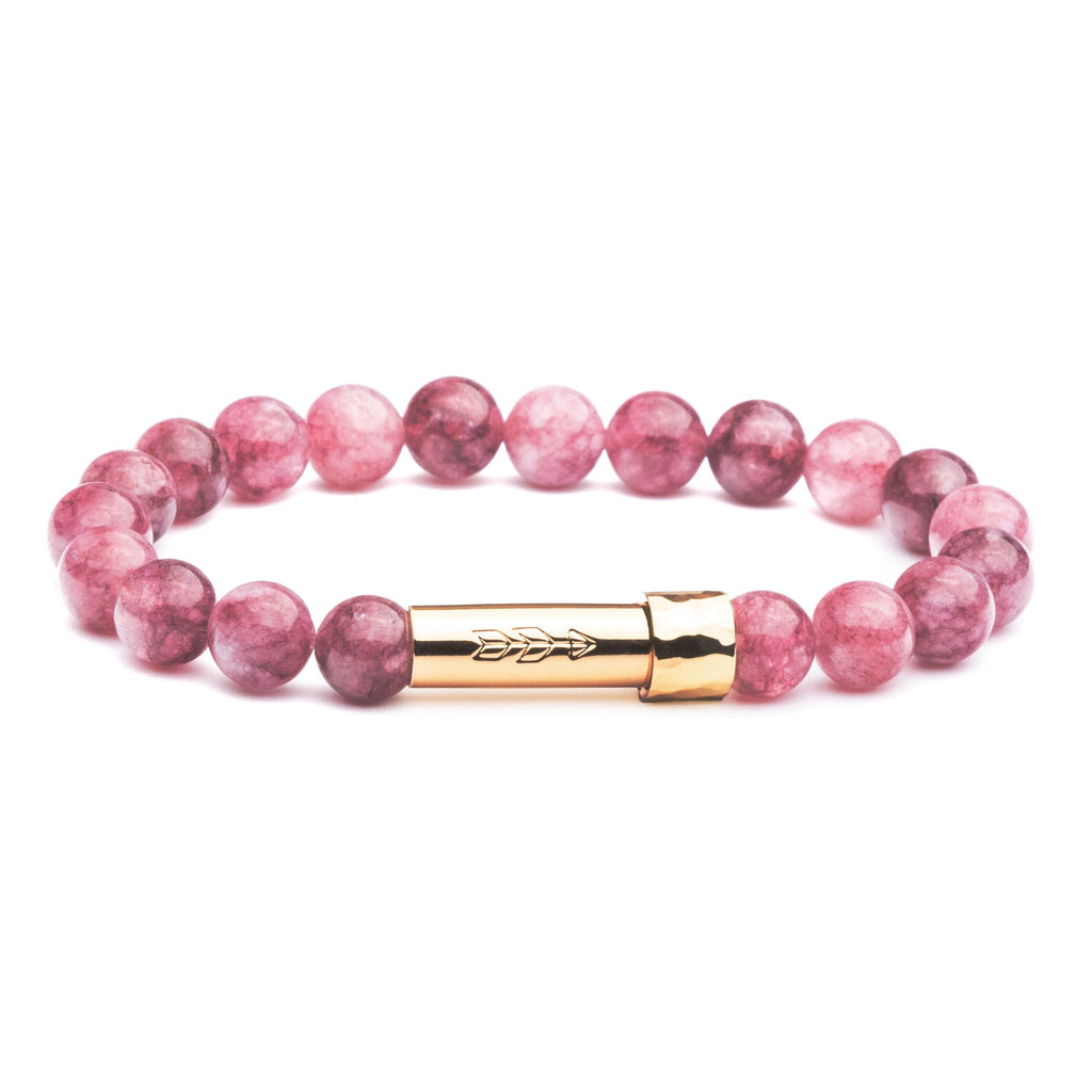 Purple lepidolite gemstone beaded wish beads bracelet with gold secret clasp