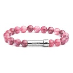 Purple lepidolite gemstone beaded wish beads bracelet with silver secret clasp
