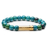 Blue and Green Beaded bracelet with gold secret clasp for a hidden paper to go inside