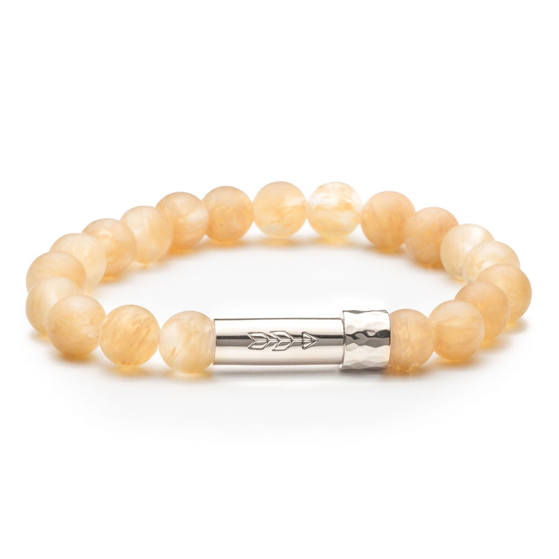 Yellow Citrine Beaded gemstone bracelet with silver secret clasp to hold a hidden message inside