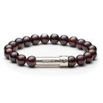 Red Garnet Beaded wish bracelet with silver tube clasp for a hidden paper message to go inside