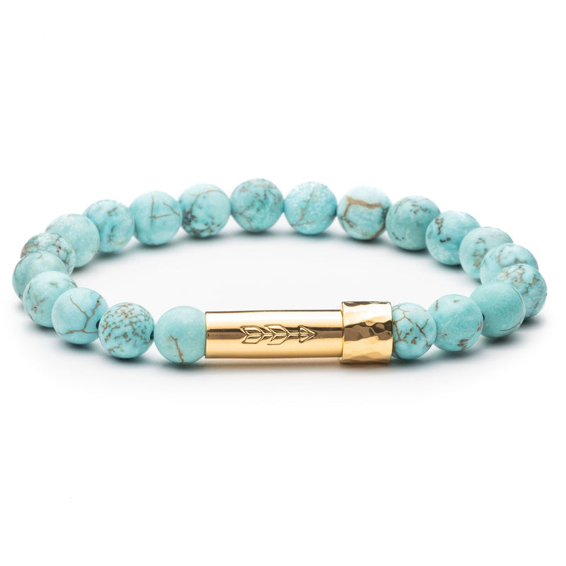Turquoise Beaded gemstone bracelet with gold secret clasp for a hidden paper message to go inside