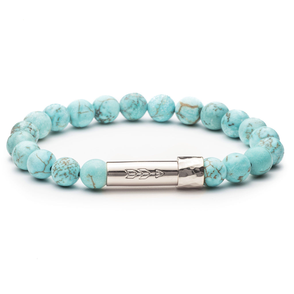 Turquoise wish beaded bracelet with silver secret clasp for a hidden paper message inside