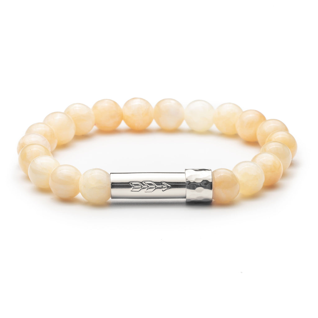 Pale yellow gemstone beaded healing bracelet with silver hidden message clasp