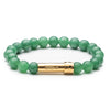 Lucky Green Jade Beaded bracelet with gold cylinder clasp to put a hidden paper message inside