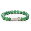 Lucky Green Jade Beaded bracelet with silver cylinder clasp to put a hidden paper message inside