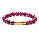 Dark Pink Beaded gemstone bracelet with gold secret clasp to put a paper message inside