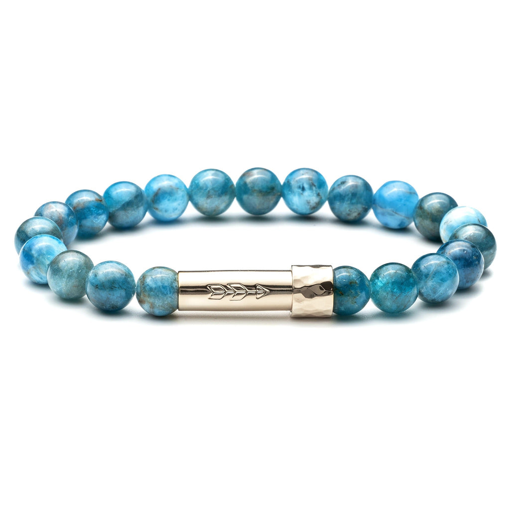 Blue gemstone beaded bracelet with silver secret clasp for a hidden paper message to go inside