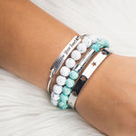 White lava and turquoise beaded wish bracelet stack for hidden message to go inside bracelets