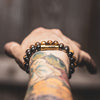 Mens wish beaded gemstone intention bracelets that hold wriien wish paper inside brass clasp