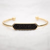 Gold and black druzy open cuff bracelet for women
