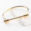 Gold shackle cuff bangle bracelet with screw bar closure