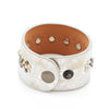 silver leather studded bracelet with 2 snap closures