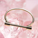 Gold Stainless steel D-shape shackle cuff bangle bracelet with screw bar closure 
