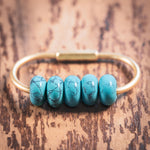 Natural Turquoise Gemstone beads on brass screw-on keychain